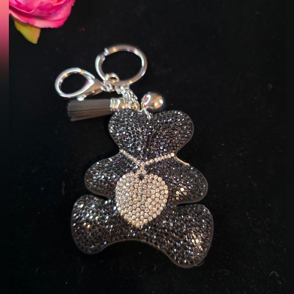 Sparkly Rhinestone Teddy Bear Bag Charm / Keychain